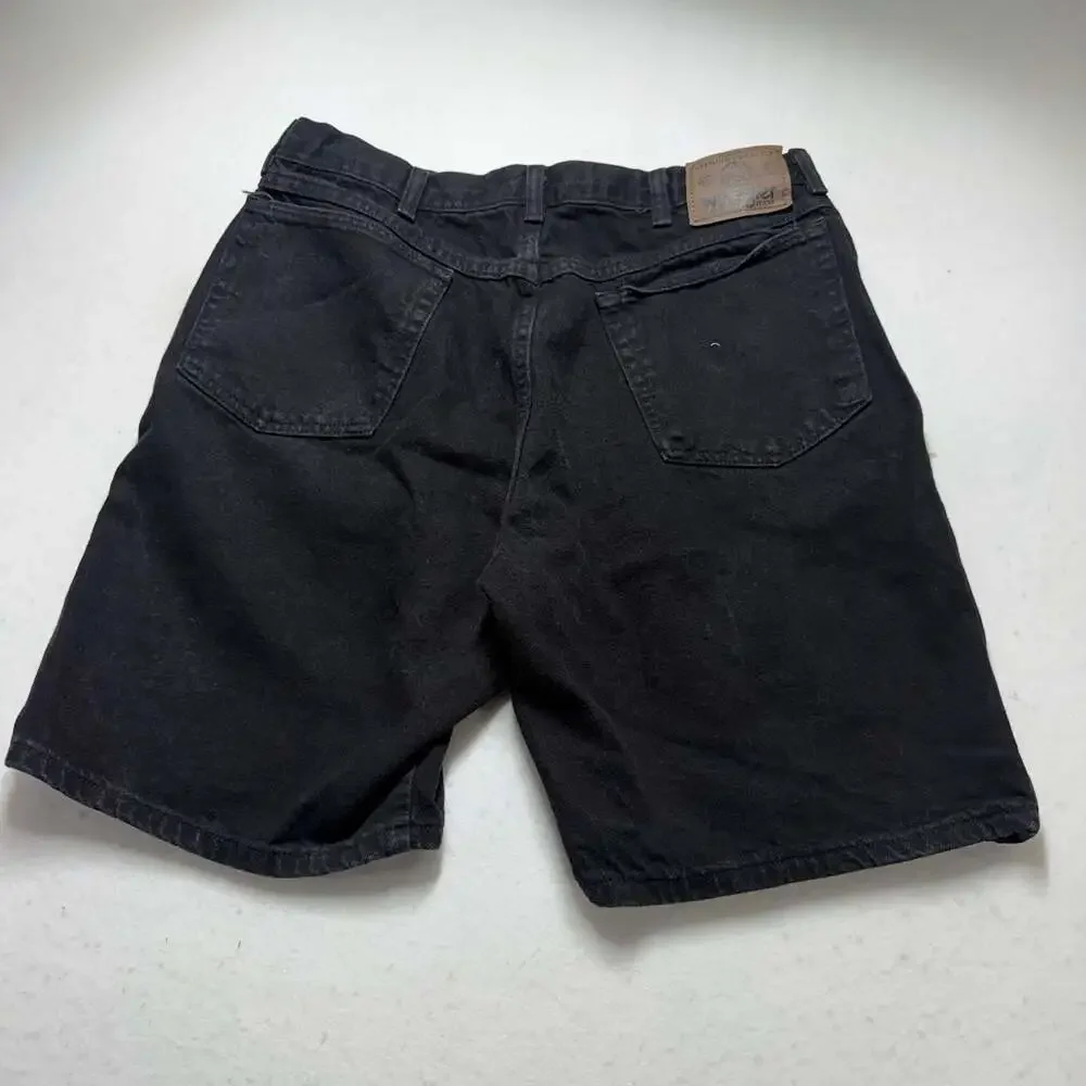 Wrangler Mens Black Denim Shorts 100% Cotton Size 36